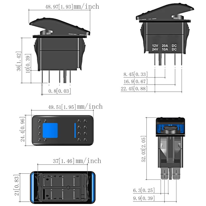 12v ON-OFF Lighted Toggle Switch For Car Boat Truck Waterproof Toggle Rocker Reverse Rear LED Car Boat Switch Panel 12v