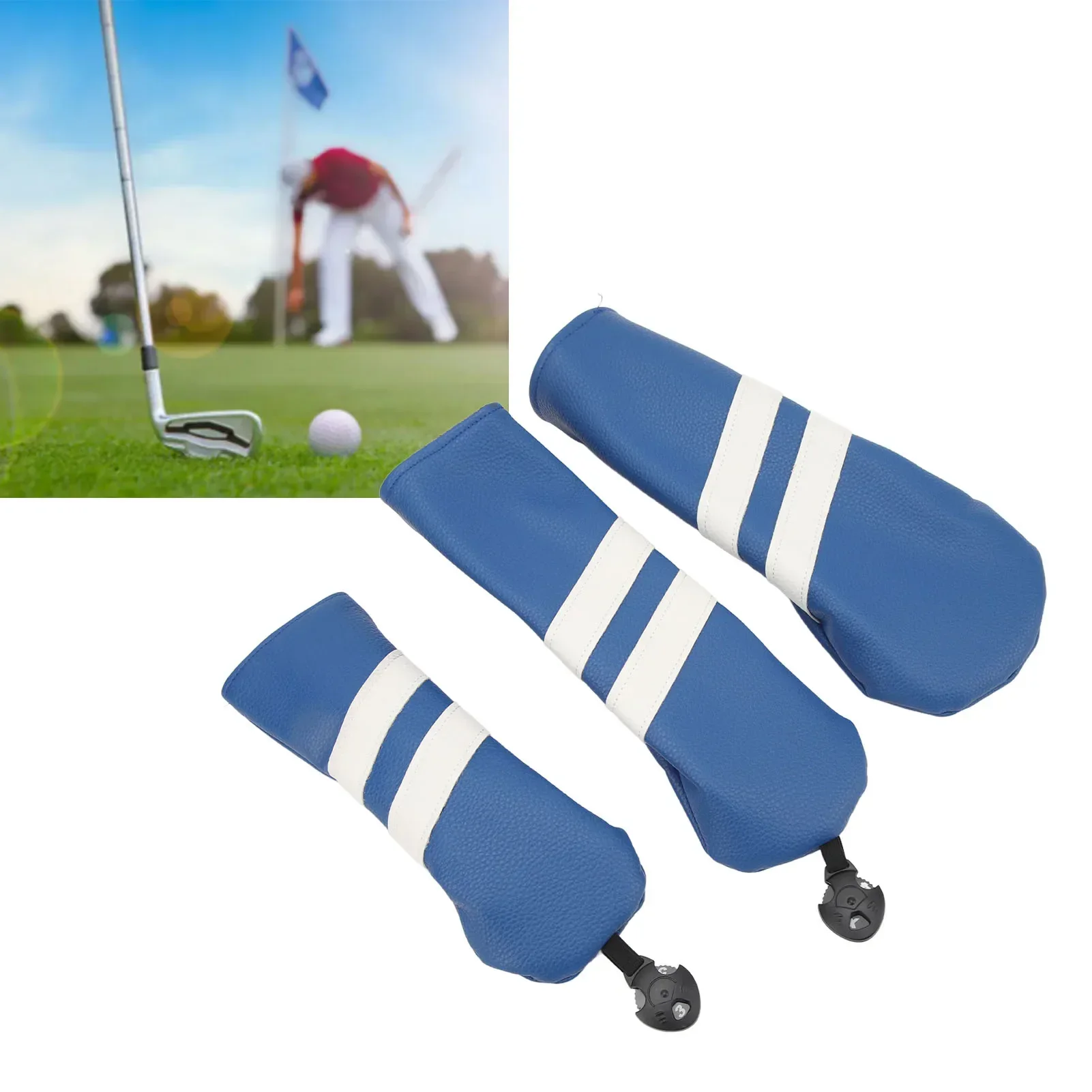 Club Headcover PU Club Covers Wood Fairway Hybrid Rotatable Label 3 Size Club Protector For Sports Outdoor