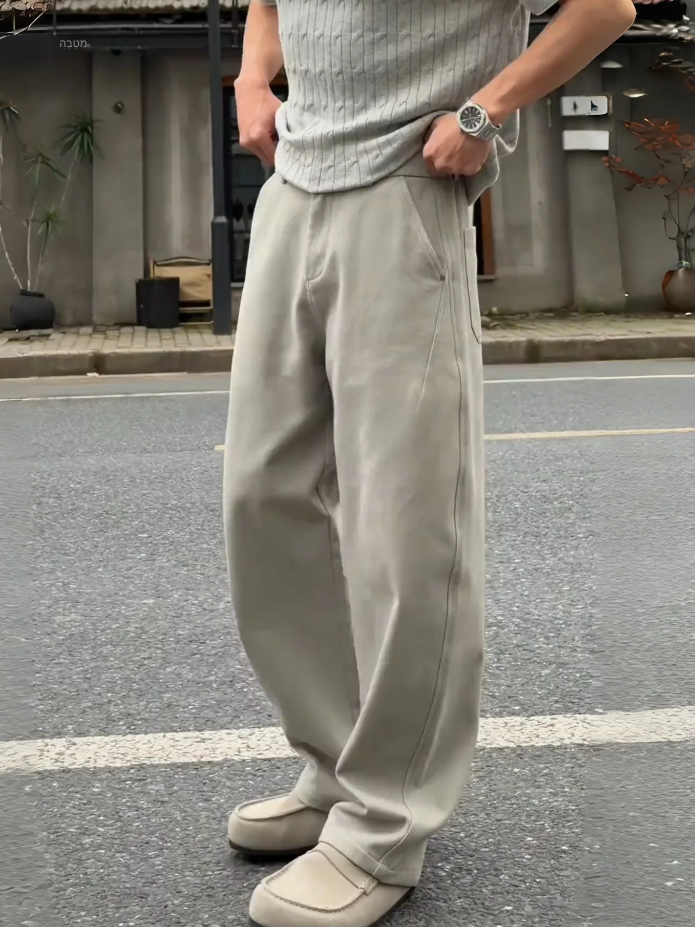 Men's Pure Cotton Breathable Casual Pants Spring Summer Loose Fit Straight Leg Pants Washed Feel Comfortable Fashionable Vers...