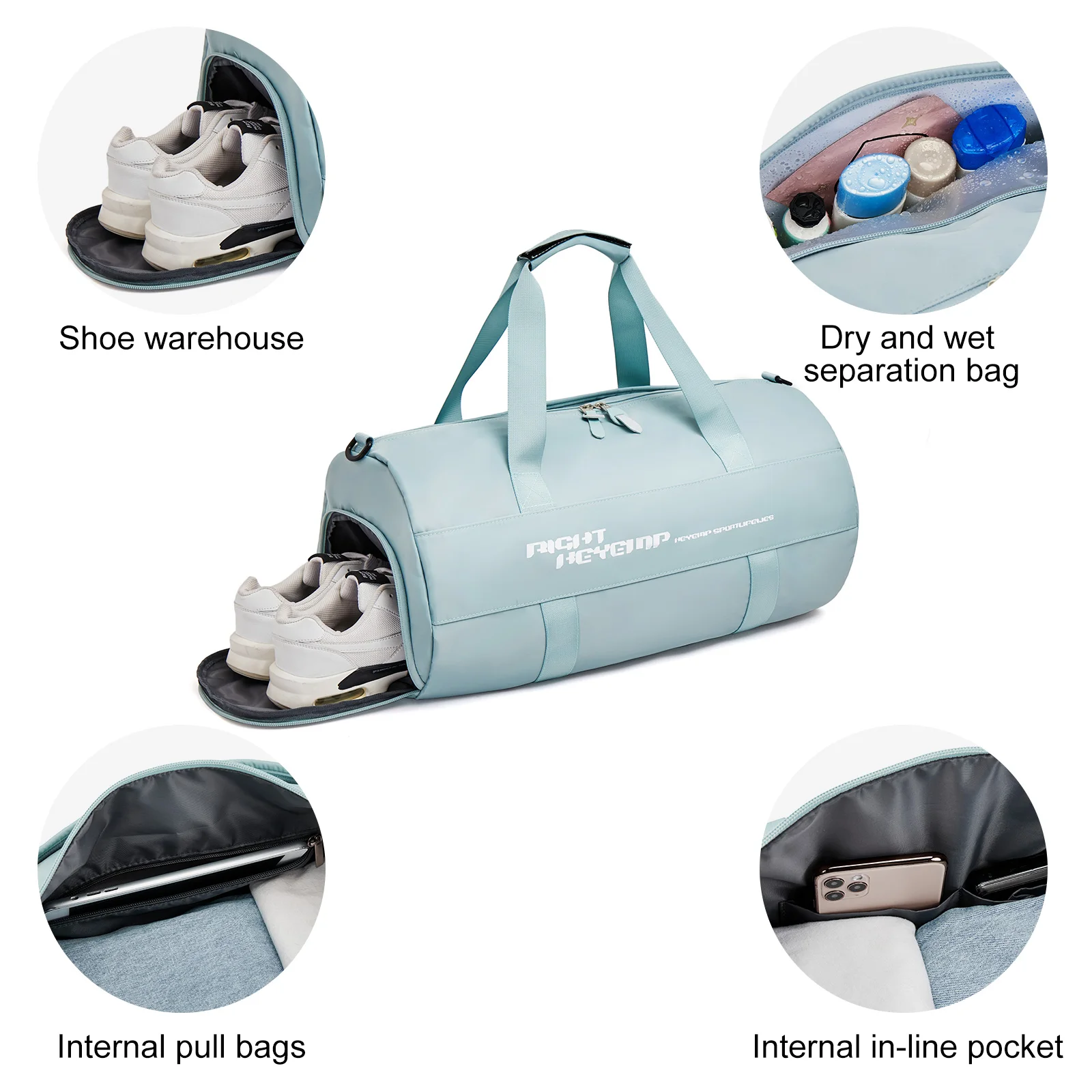 Travel Bags for Women Large Capacity Sports Fitness Bags Hand Luggage with Shoe Compartment Short Distance Travel Crossbody Bag