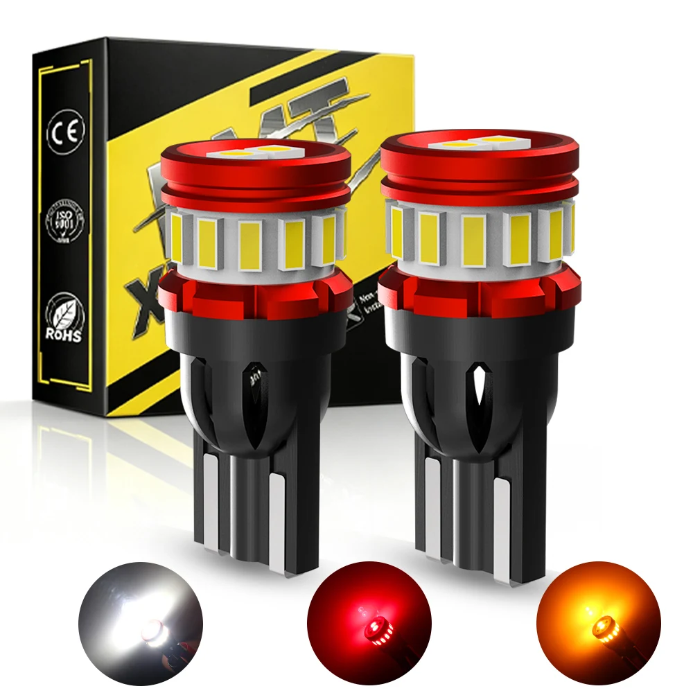 

BMTxms 2PCS T10 W5W LED Bulbs Red Canbus 194 168 LED Clearance Yellow Light Car Interior Reading Trunk License Plate Lamp White