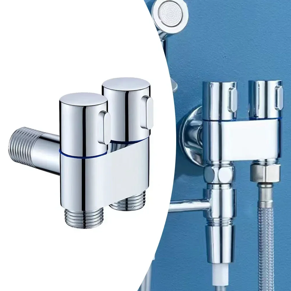 G1/2 Alloy Double Control Angle Valve 1 In Two Out Wall Mount  Washing Machine Faucet Toilet Triangle Valve For Bathroom Toilet