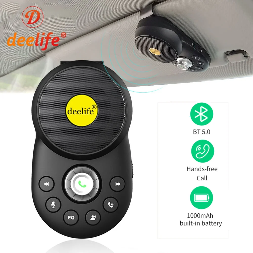 

Deelife Bluetooth Speaker Handsfree Car Kit Wireless Audio Receiver Sun Visor Clip Bluetooth FM Transmitter for Car