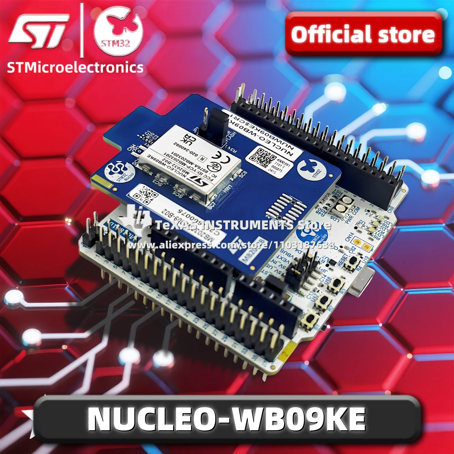 【TI الرسمي】لوحة تطوير NUCLEO-WB09KE STM32 Nucleo-64 مع STM32WB09KE MCU وSMPS، تدعم Arduino وST morpho