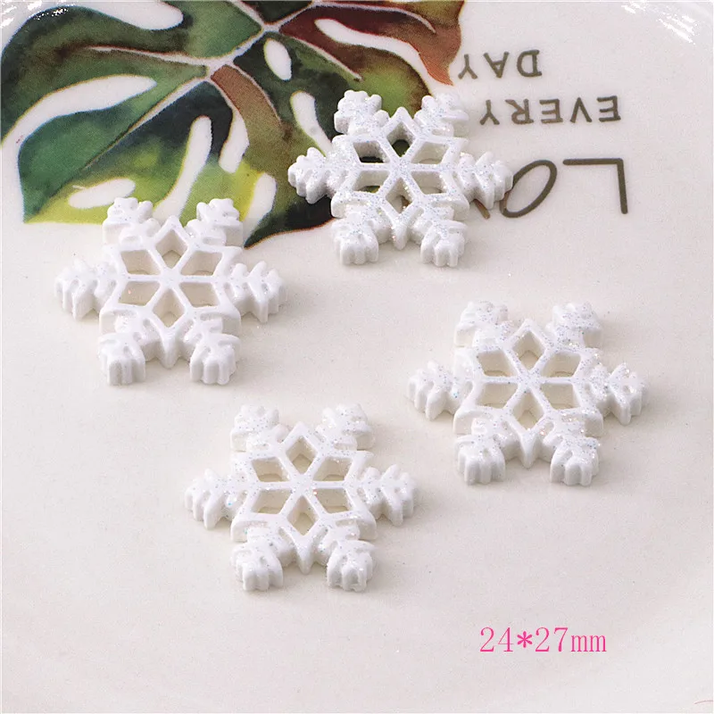 10-30pcs Glitter Resin Snowflake Flatback Cabochon gioielli fai da te/accessori per la decorazione di fermagli per capelli artigianali