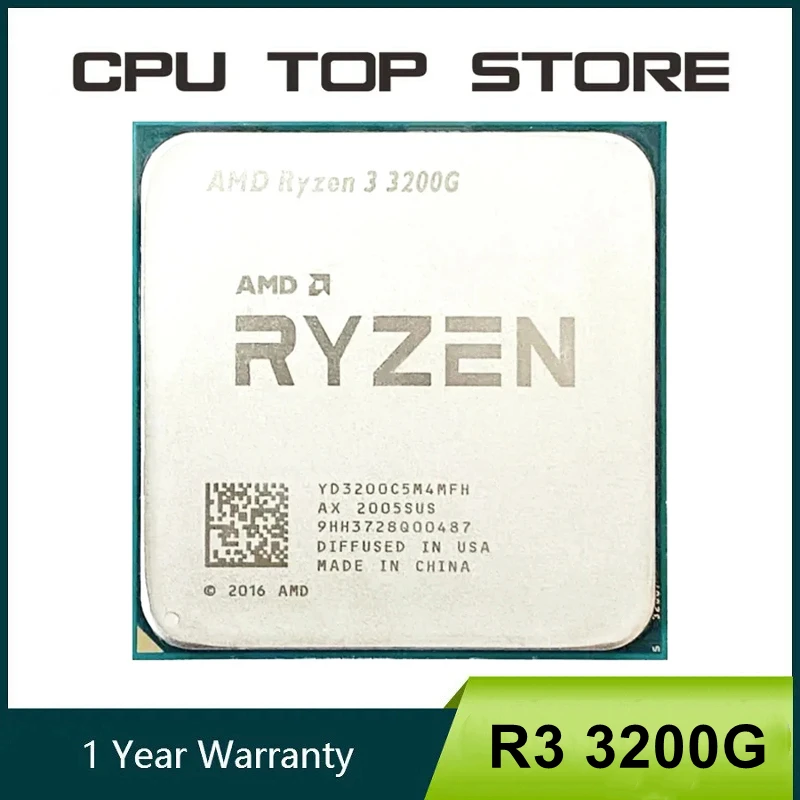 AMD Ryzen 3 R3 쿼드 코어 CPU 프로세서, 3200G, 3.6GHz, 65W 