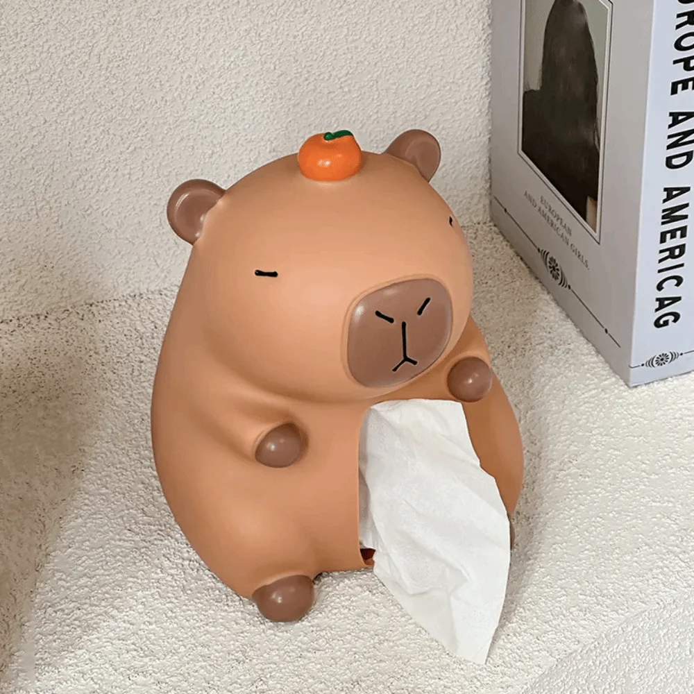 

Figure Model Capybara Tissue Box Doll Toy Decorative Tissue Box Ornament Collectible Cartoon Capybara Napkin Holder
