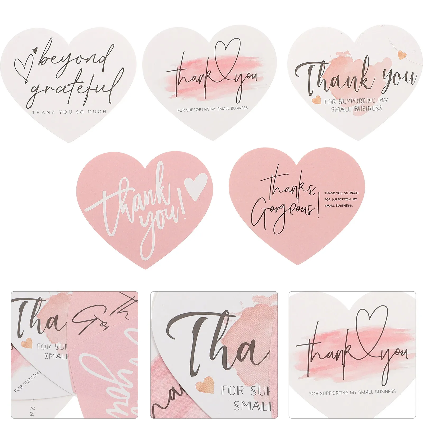 

150Pcs Thank You Cards Decorative Heart Gift Cards for Wedding Baby Shower Small Business Thank You Card Decor