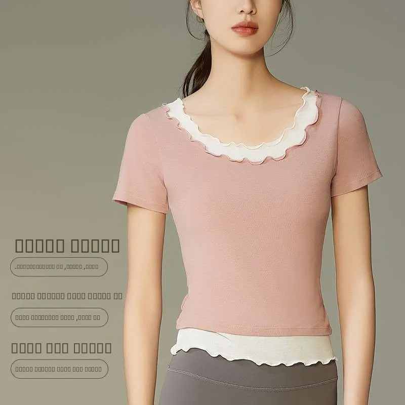 

Spring New Women's ort Sve T-irt Yoga Clothes Sports Fitn Clothing Comfortable Breathable Gym Workout Tops