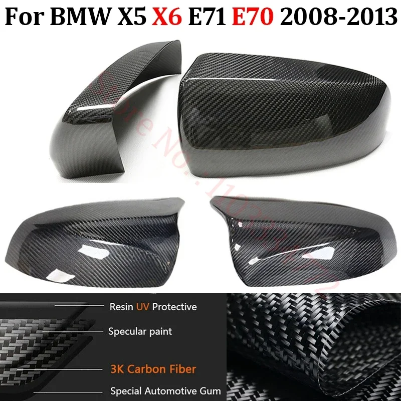 

Carbon Fiber Car Rearview Side Mirror Cover For BMW X5 X6 E71 E70 2008-2013 Side Mirror Shells Add on Frame Replacement Case