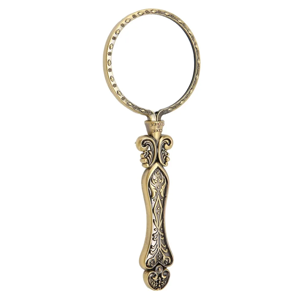 

Bronze Finish Retro Magnifying Glass Alloy Material Antique Gold Vintage Magnifying Glass Slipless Handle Portable Magnifier