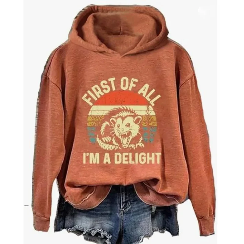 2024 Spring Autumn I'M A Delight Sweater Casual Design Tops Women Funny Halloween Blood Man Clothes Hoodie