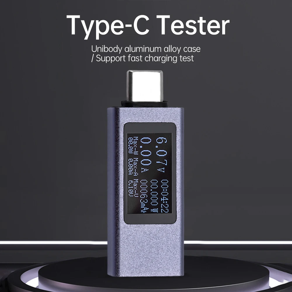 DC4-30V Voltmeter Ammeter Type-C Tester Digital Display Current Voltage Tester Power Electric Energy Capacity Timing 6In1 Tester