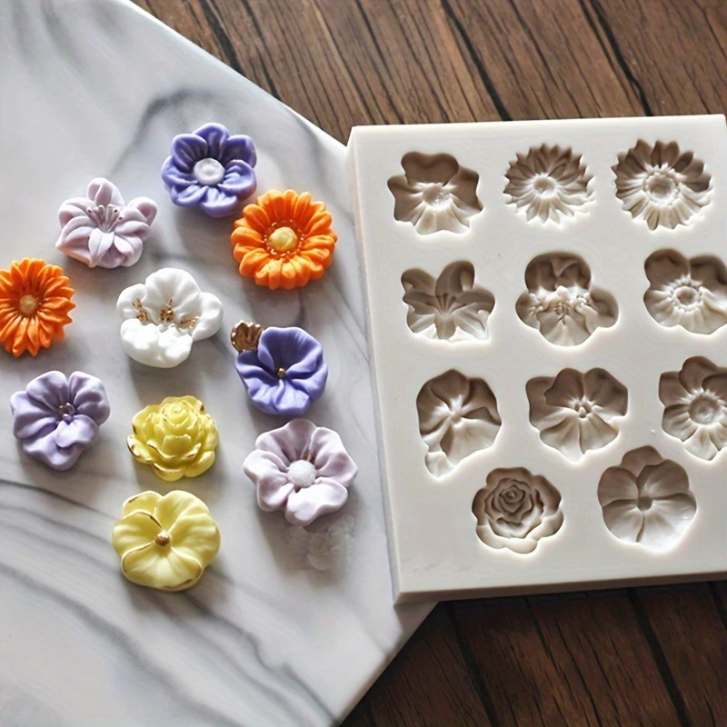 Sunflower Rose Flowers Shape Silicone Mold Cake DIY Decoration Chocolate 3D Mould Tools