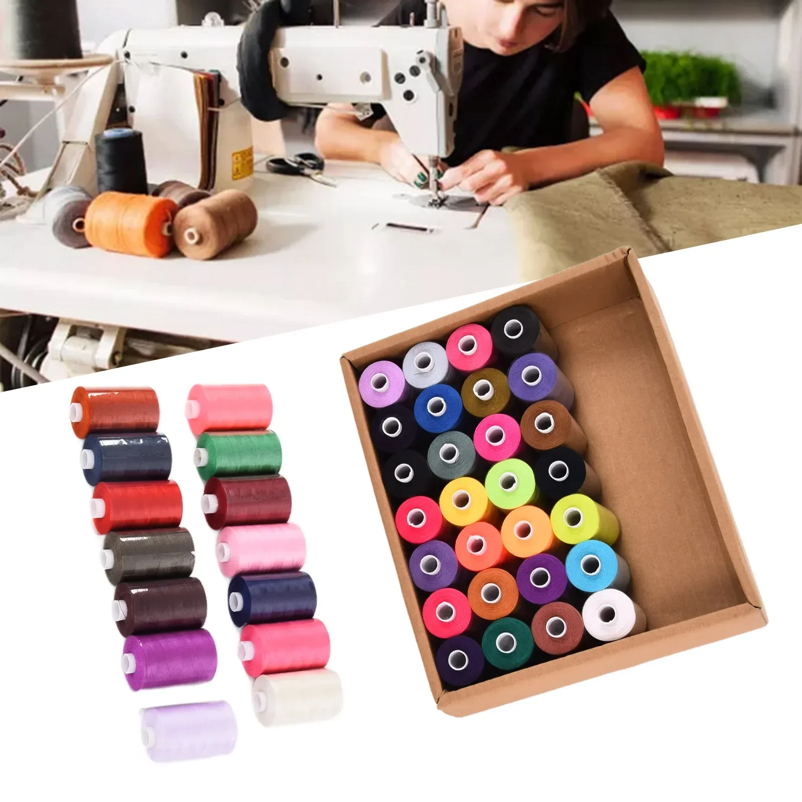 

Sewing Threads Set Polyester 1000 Yards 42 Colors Household DIY Embroidery Spools Kit