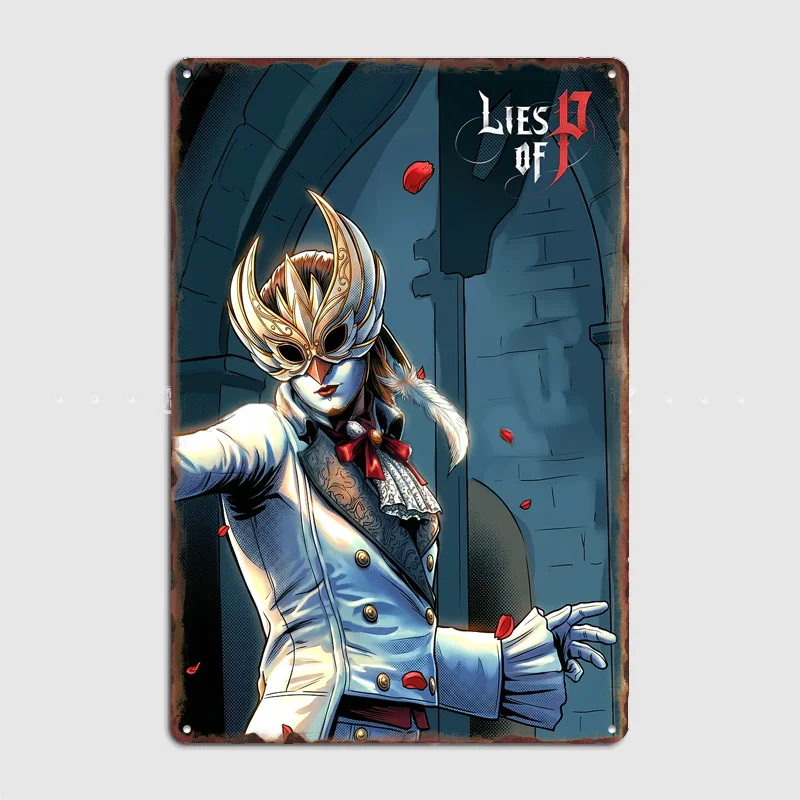 Lies of P Masquerade Character Poster Metal Sign Bedroom Indoor Outdoor Home Decor Bar Custom Posters Wall Room Decorations