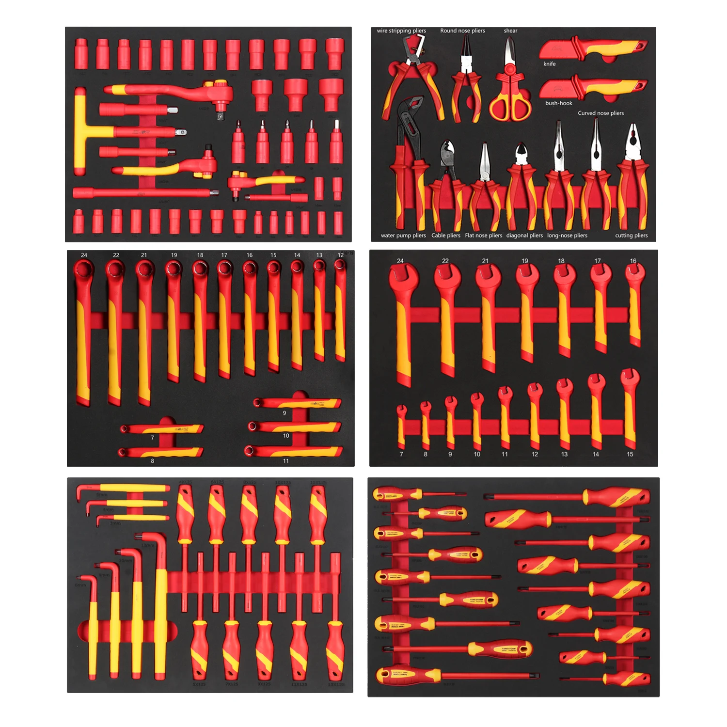 Professional 7 Drawers Roller Tool Sets Box Storage Tool Trolley/ Chest/ Cabinet / Cart For 124PCS VDE Insulated Tool Set