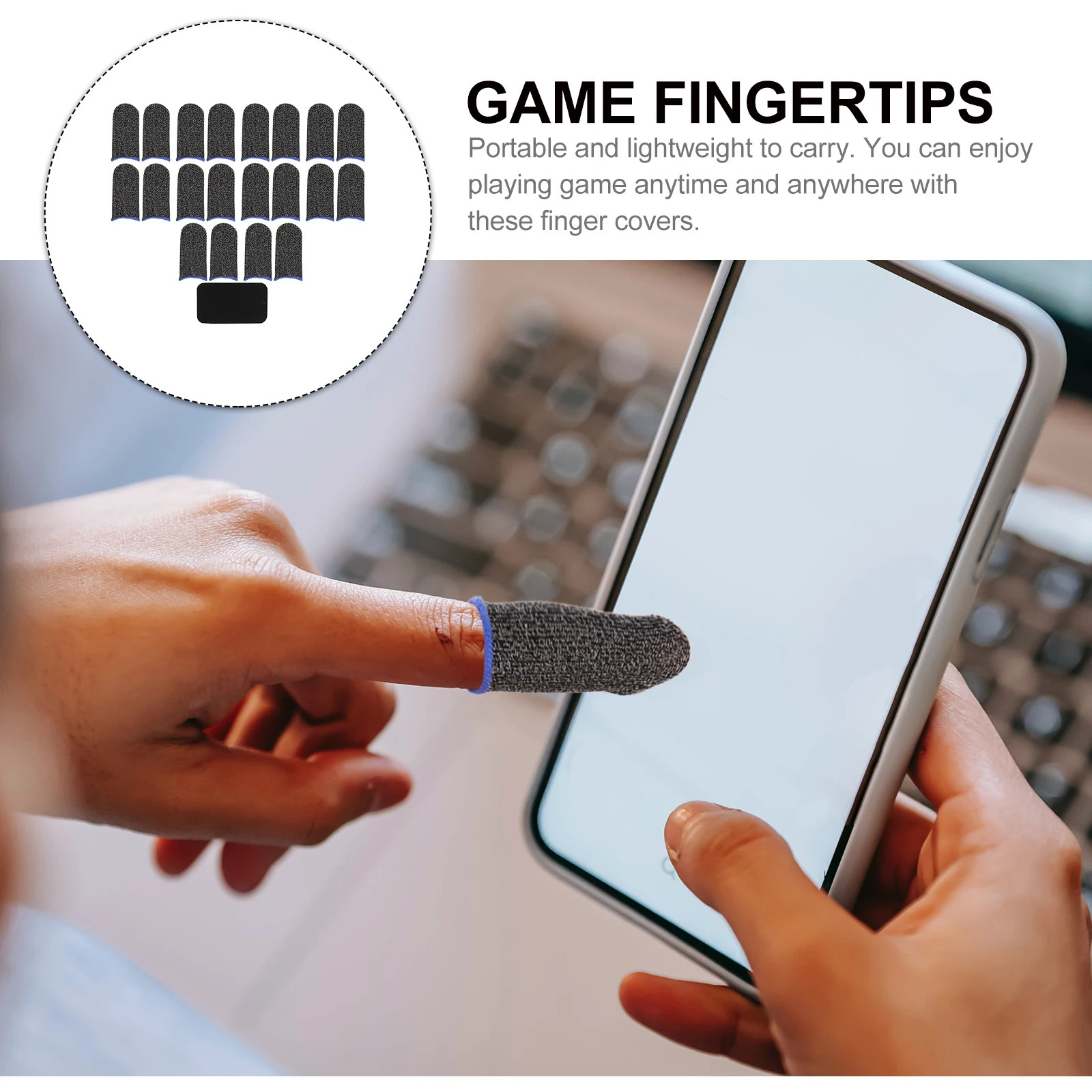 

2pcs Sweat proof Mobile Game Finger Sleeves Anti Thumb Covers Silver Fiber Breathable Fast Drying Gaming Gloves for Touch