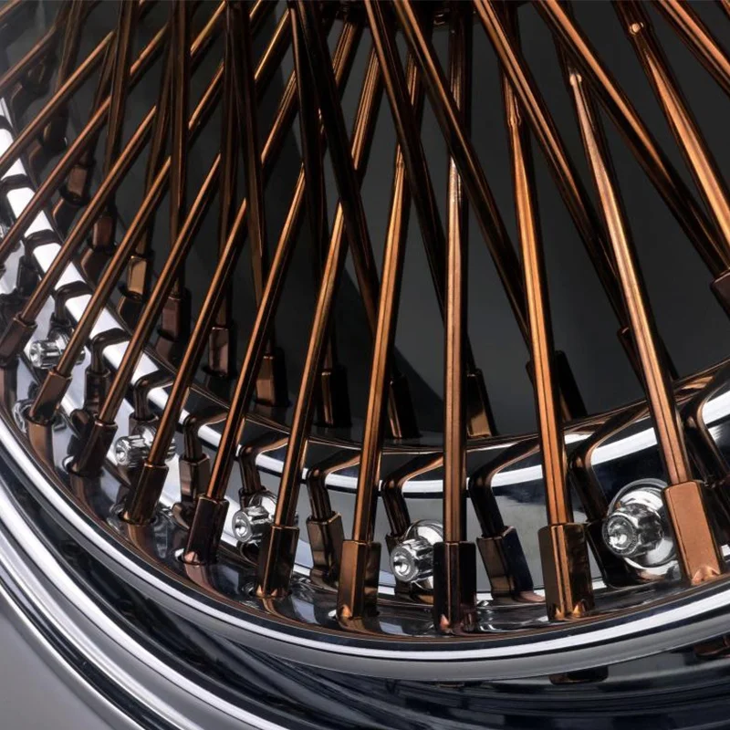 XINGTU Popular Spoke Rims Floating Center Caps Style 13 to 28 Inch All Chrome Wheel Gold Wire Wheels Spoke Wire Wheel