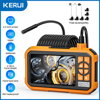 KERUI 8mm Industrial Endoscope Camera 4.3inch IPS Screen 1080P IP67 Waterproof 8 LEDs Inspection Borescope for Pipe Car Repair