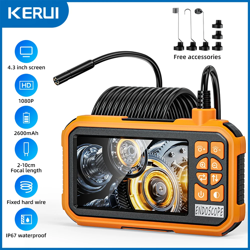 KERUI Single/Dual Lens Endoscope Camera Semi-Rigid Snake Camera with 4.3