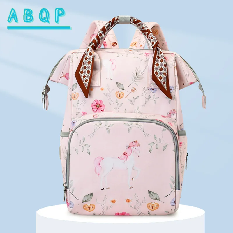New Cartoon Baby Bag Large Capacity Multifunctional Diaper Bag Backpack Fashionable Outing Lightweight Baby Products Storage Bag