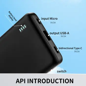 Přenosná powerbanka 10 000 mAh, venkovní nouzová záložní baterie, obousměrné nabíjení přes USB/Type-C/Micro, vhodná pro Android a další mobilní digitální zařízení. Kategorie: Přenosná powerbanka 10 nejlepší prodej Powerbanka Miniso 10000 mAh - №1