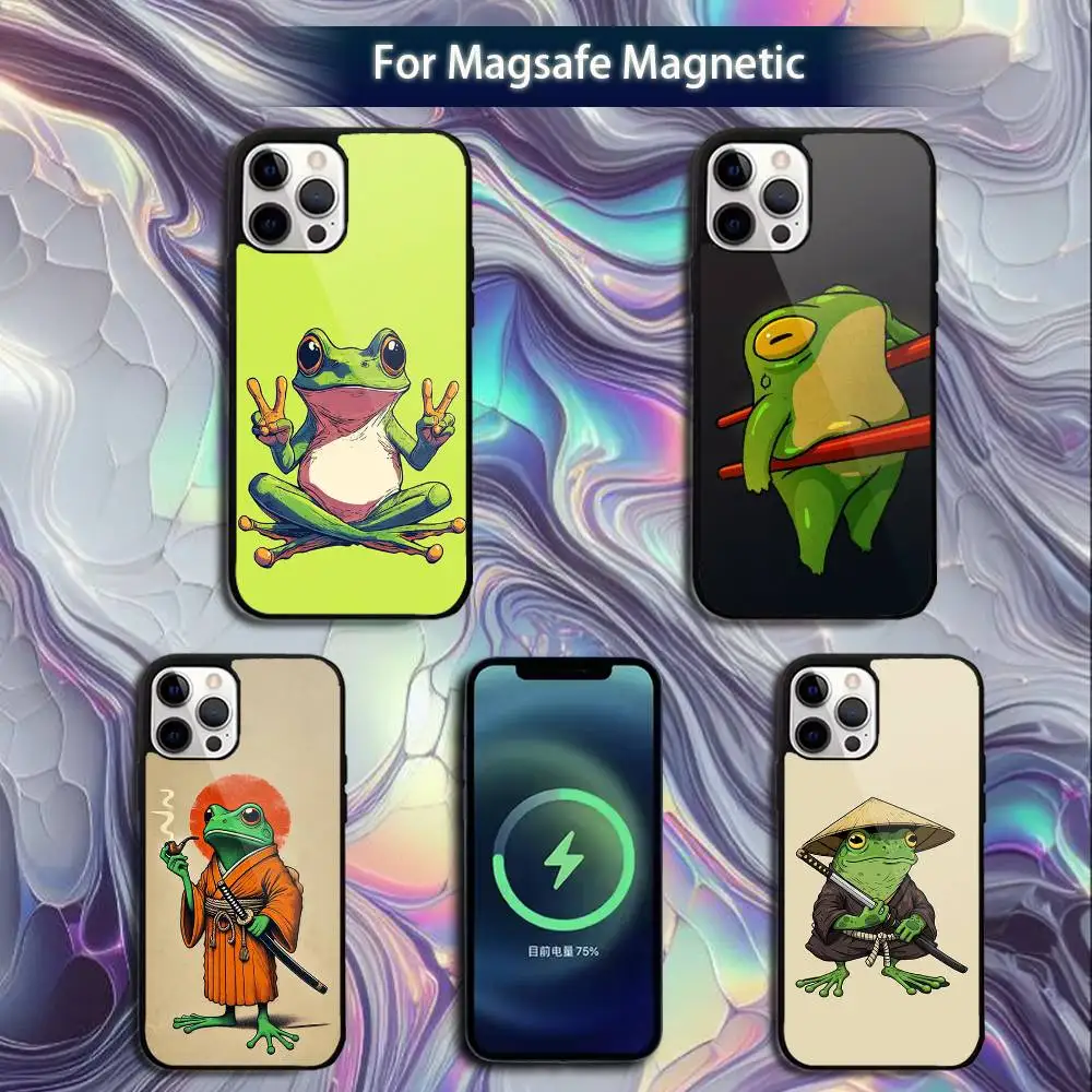

Чехол для телефона с милым мультяшным лягушкой для iPhone 16e, 16, 15,14,13,12,11, Plus, Pro, Max, Mini Magsafe с магнитной беспроводной зарядкой