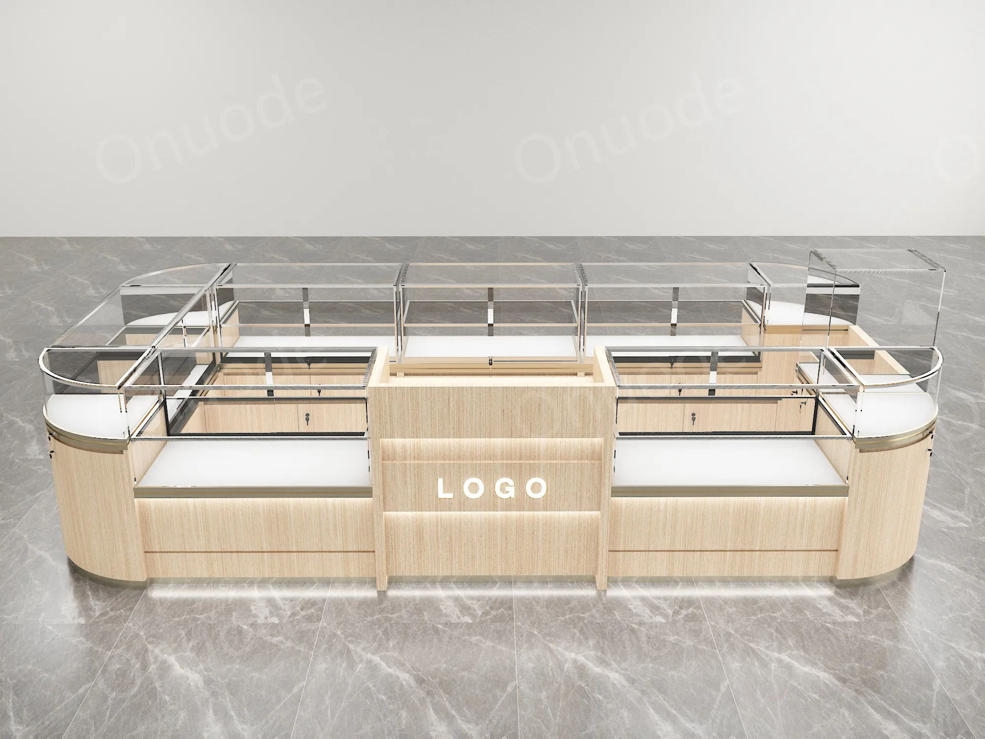 Custom.Luxury Jewelry Kiosk Design | Custom LED Glass Showcases & Retail Display Counters | One-Stop Elegant Store Fixture Solut