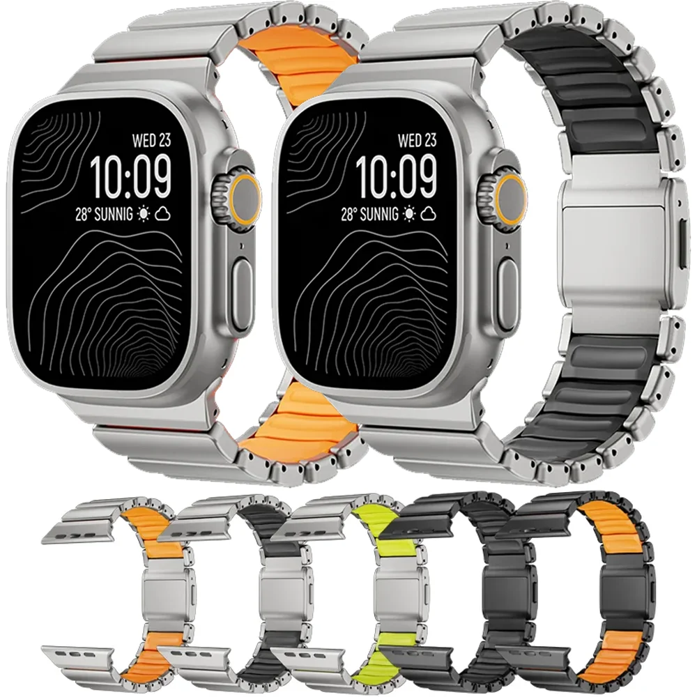 

Металлический ремешок для Apple Watch 11 10 46 мм Ultra 3 2 1 49 мм Браслет с магнитной кнопкой iWatch Series 9 8 7 45 мм 6 5 SE3 44 мм