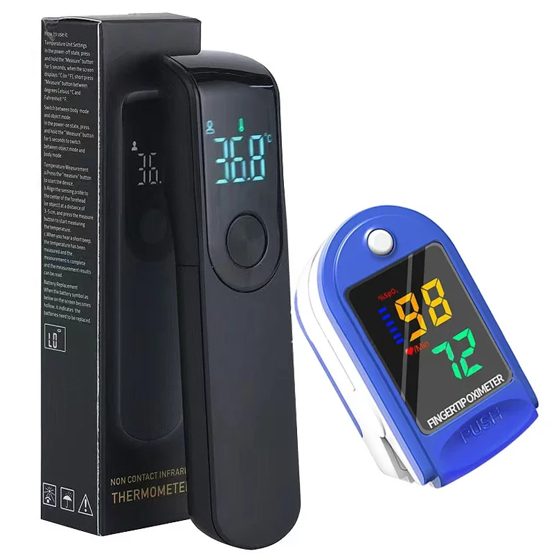 Non-contact Laser Body Temperature Ear Thermometer Infrared Fever Thermometer Digital LCD Infant Adult Finger Pulse Oximeter