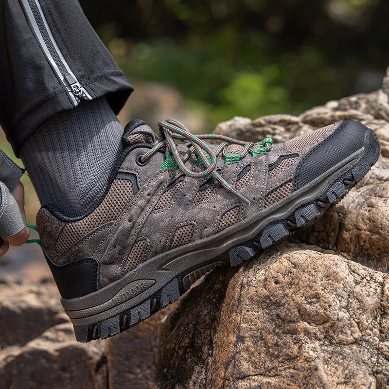 

Уличная походная обувь, мужская обувь, противоскользящая обувь на шнуровке с низким берцем, мужская амортизирующая дышащая повседневная спортивная обувь для мужчин