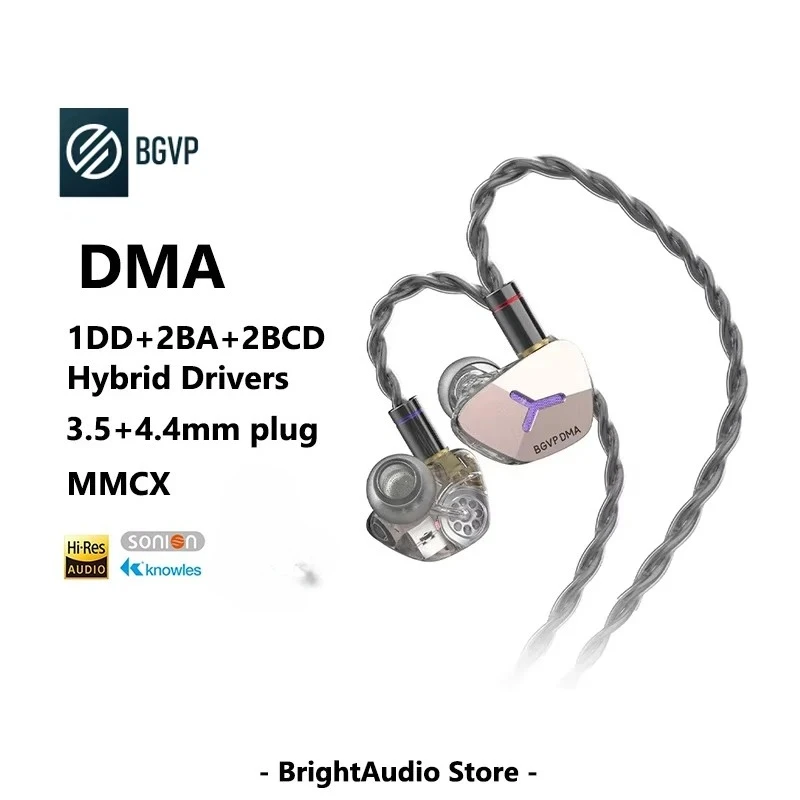 BGVP DMA 1DD + 2BA + 2BCD Hybrid IEM หูฟังชนิดใส่ในหู Hi-Res Audio 3.5 + 4.4 มม.ปลั๊ก MMCX ที่ถอดออกได้สายหูฟัง hidizs