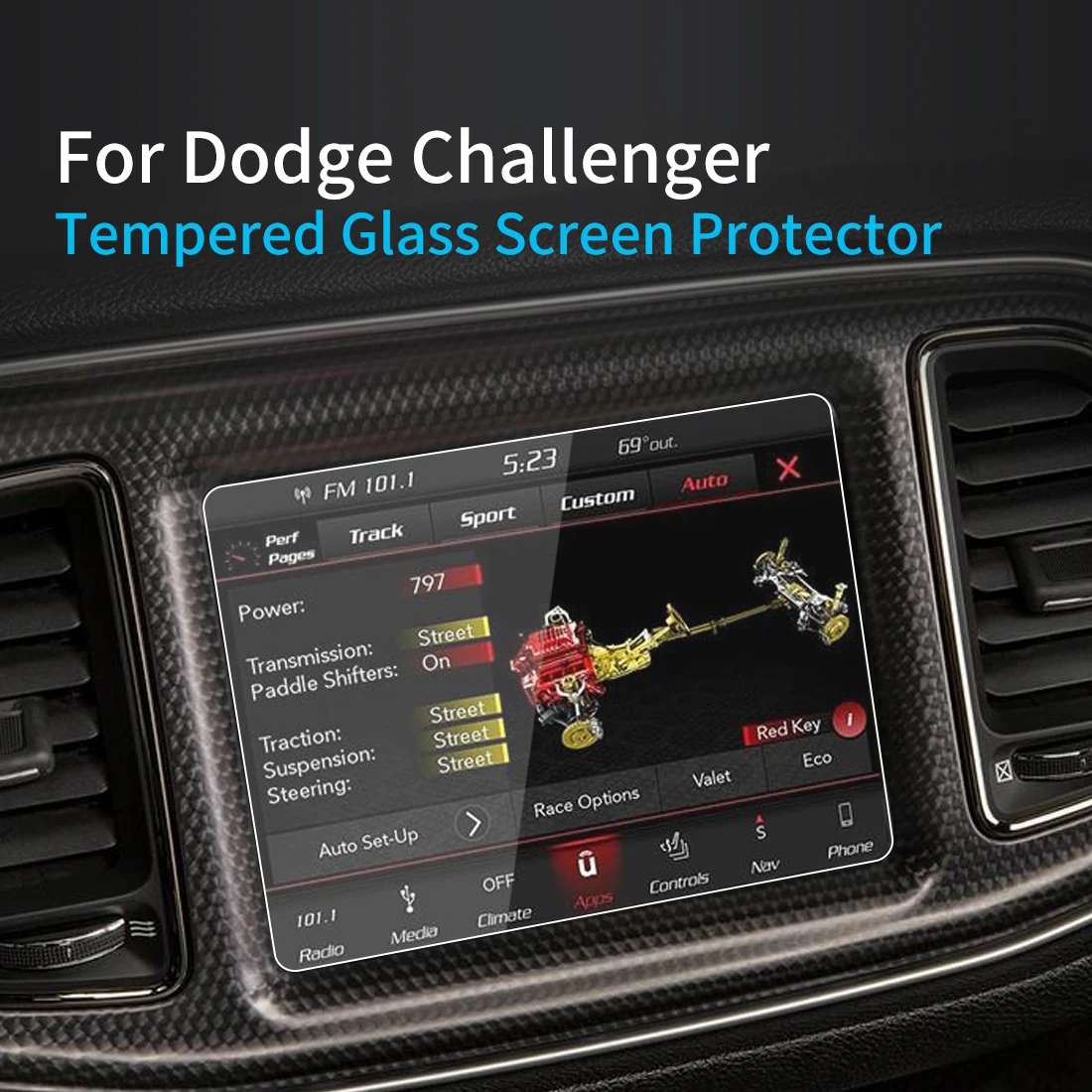 For 2023 Dodge Challenger SRT Screen Protector Tempered Glass Protective Film Navigator Protection Auto Car Stickers Accessories