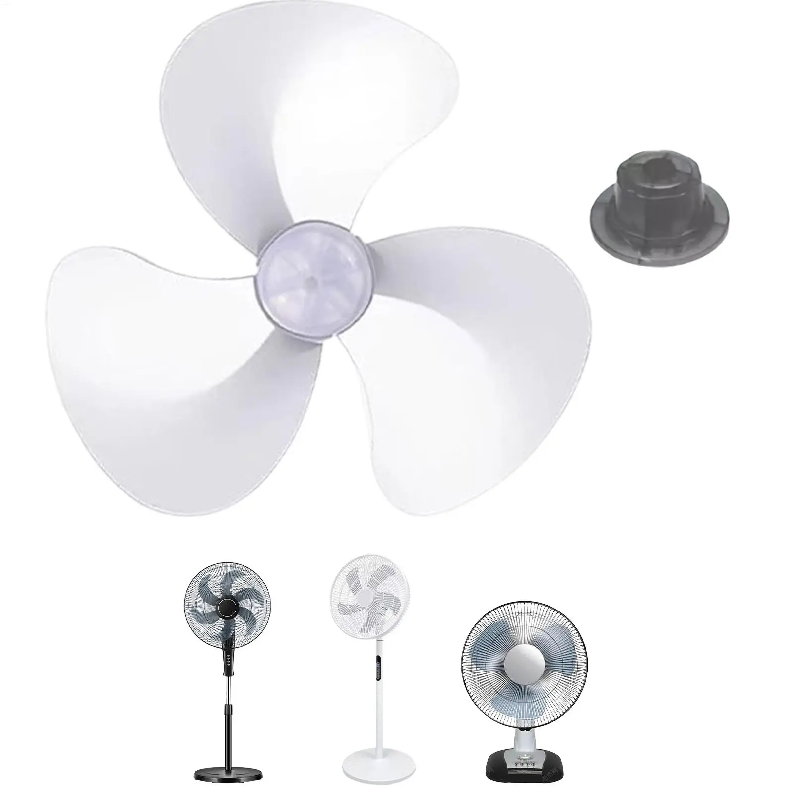 

16 Inch Fan Blade Replacement with Nut Cover Universal Wind Blower Leaf for Stand Fan Home Bedroom Classroom Garage Patio Use ﻿