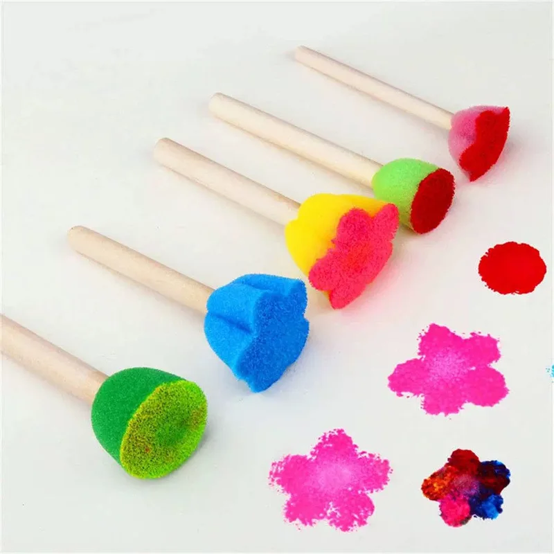 5piece set Sponge seal brush Painting and printing tools Anti slip handle multi size brush head DIY painting sealing brush