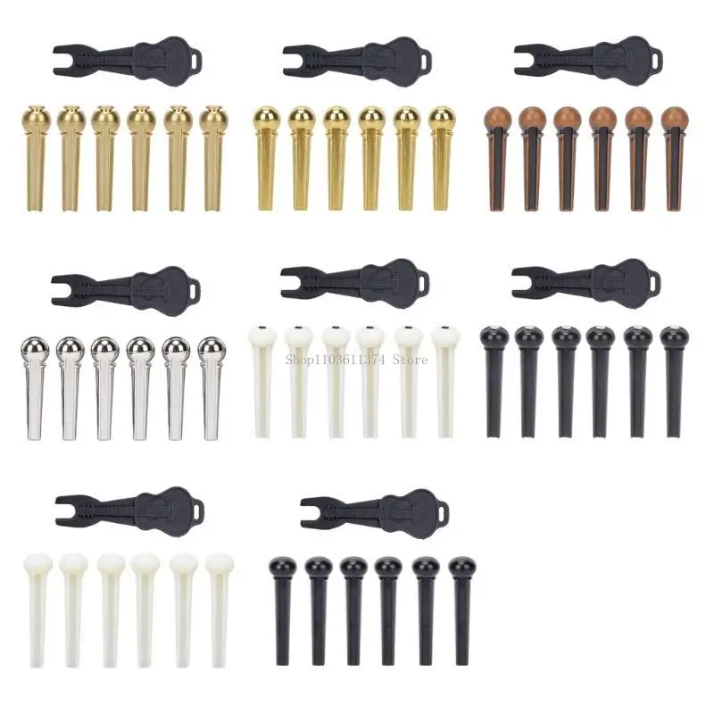 

Guitar Bridge Pins String Pegs with Bridge Pin Puller Remover Replacement Parts for Acoustic Folk Guitar Ukulele