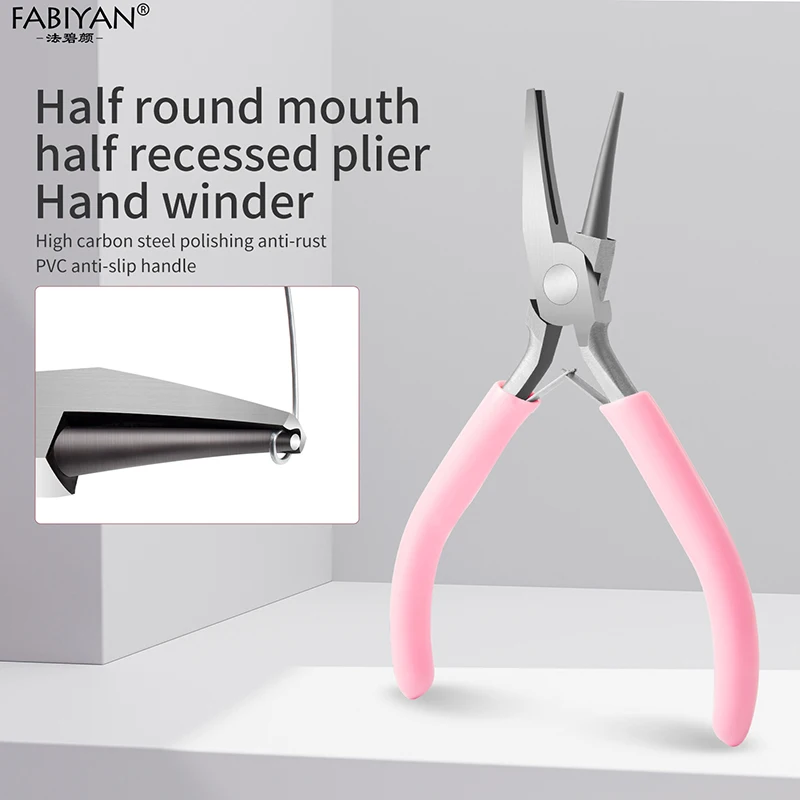 Alicate côncavo redondo, joias diy, artesanal, aço de alto carbono, alicate de nariz redondo, mini alicate de enrolamento de fio, ferramentas de manicure