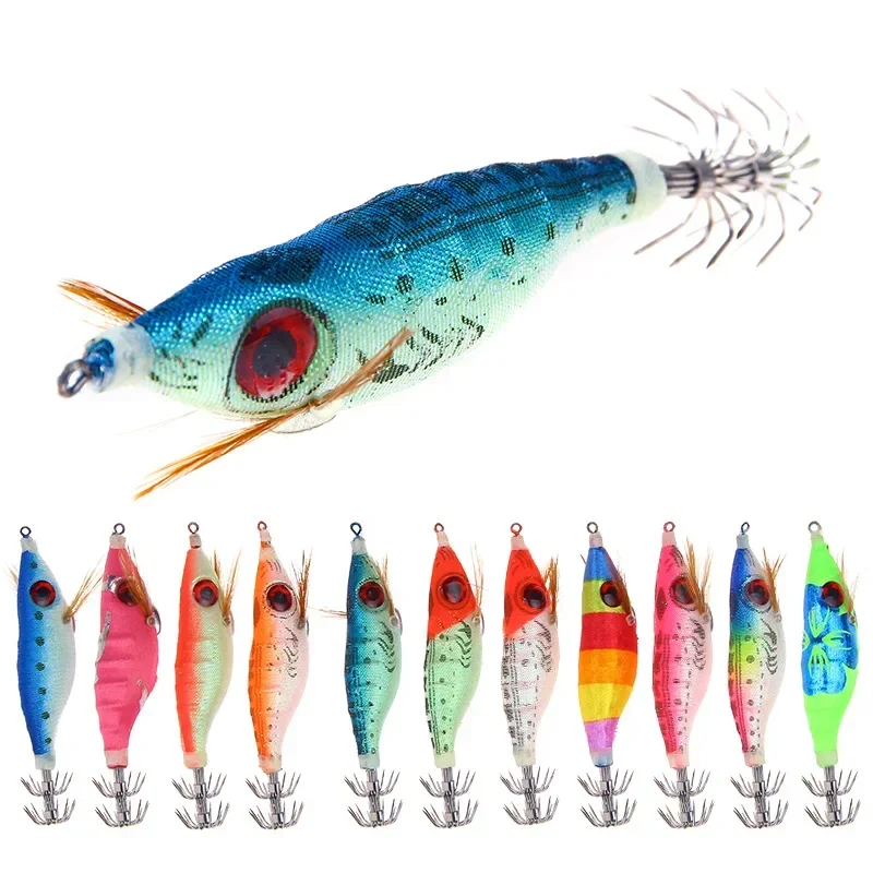 9.2g/10cm Fluorescence Sea Fishing Squid Hook Octopus False Bait Wood Shrimp Fluorescent Big Eye Shrimp 1pcs