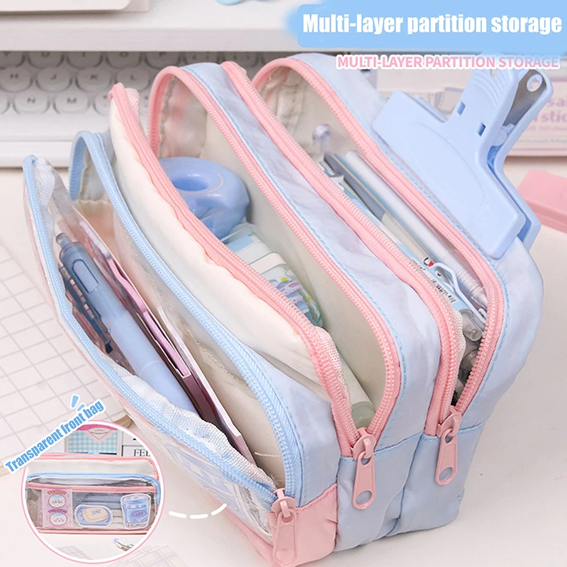 Large Capacity Pencil Case Itabag Cosmetic Bag Ita Bag Pouch Solid Color Storage Bag Stationery Storage Bag