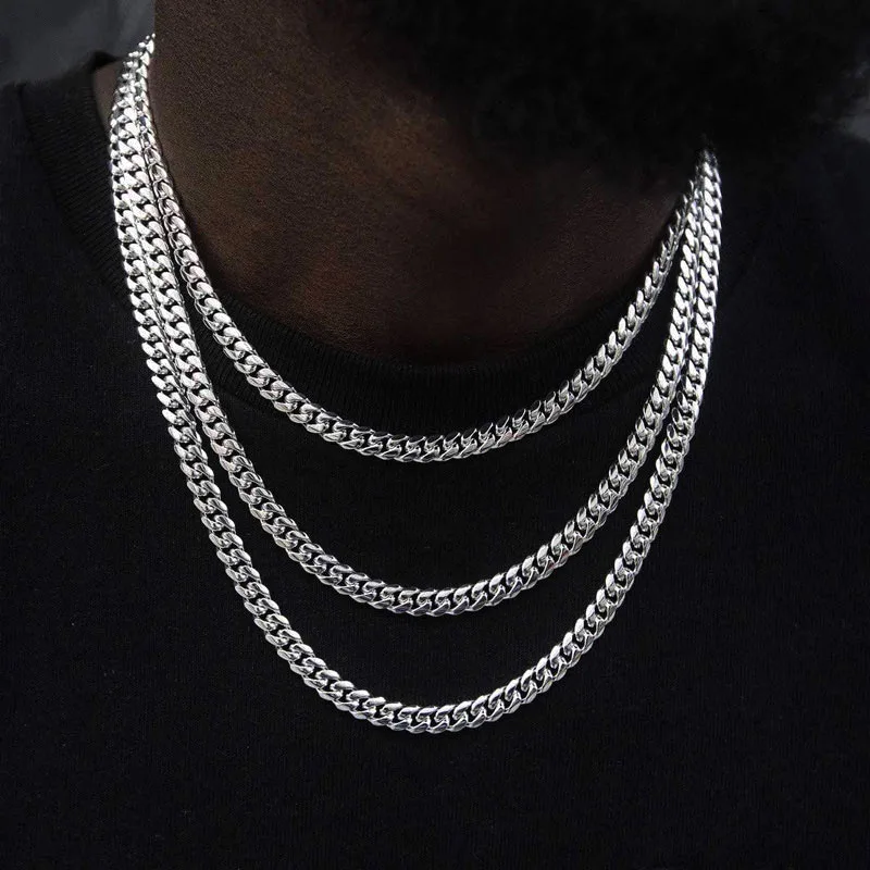 Men' Necklaces Homme Stainless Steel Cuban Link Chains For Men Hiphop Rock Jewelry Accessories Multiple Sizes 3mm-9mm C047