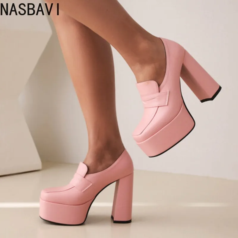 Big Size Shoes Woman Sandals Ladies Brief Pumps Square Heel Round Toe 2025 Basketball Platform Large African Sweet Straps Block - Detail 1