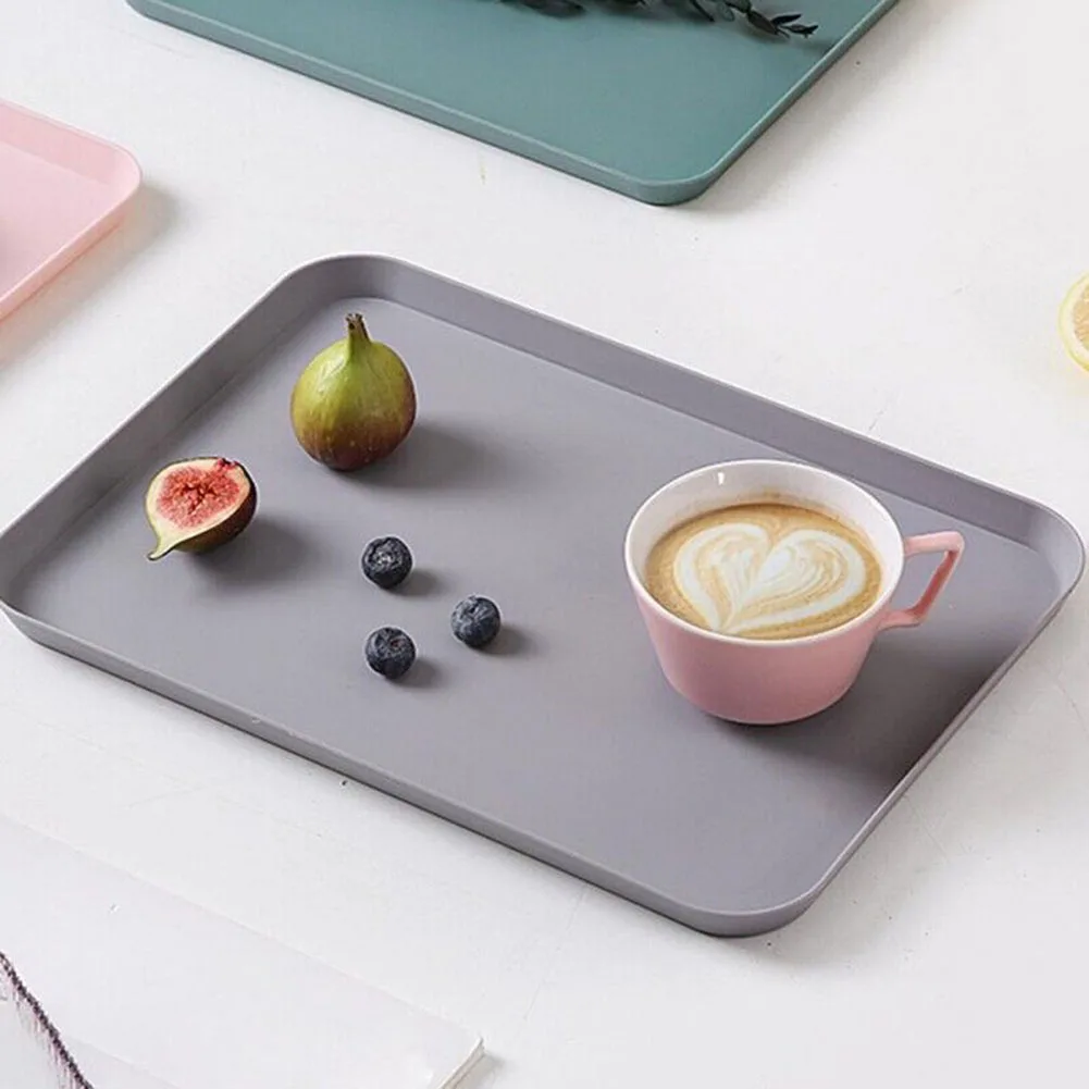 1pcs  Household Plastic Tea Tray Anti-Slip Scratch Resistant Plastic Food Serving Multiple Sizes Heat-resistant Storage Trays