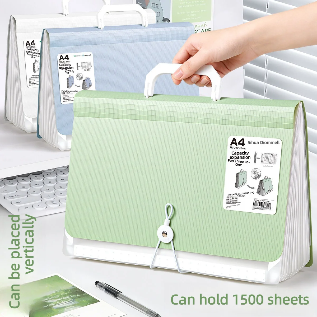 Stand-Up Expanding File Folder Multi-Layer A4 13 Pockets Test Paper Organizer Handbag Document Holder Student Office Supplies