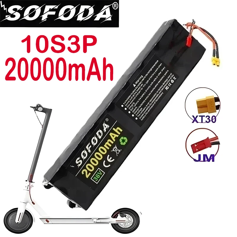 36V 20Ah 18650 Rechargeable lithium Battery pack 10S3P 500W High power for Modified Bikes Scooter Electric Vehicle,With BMS XT30