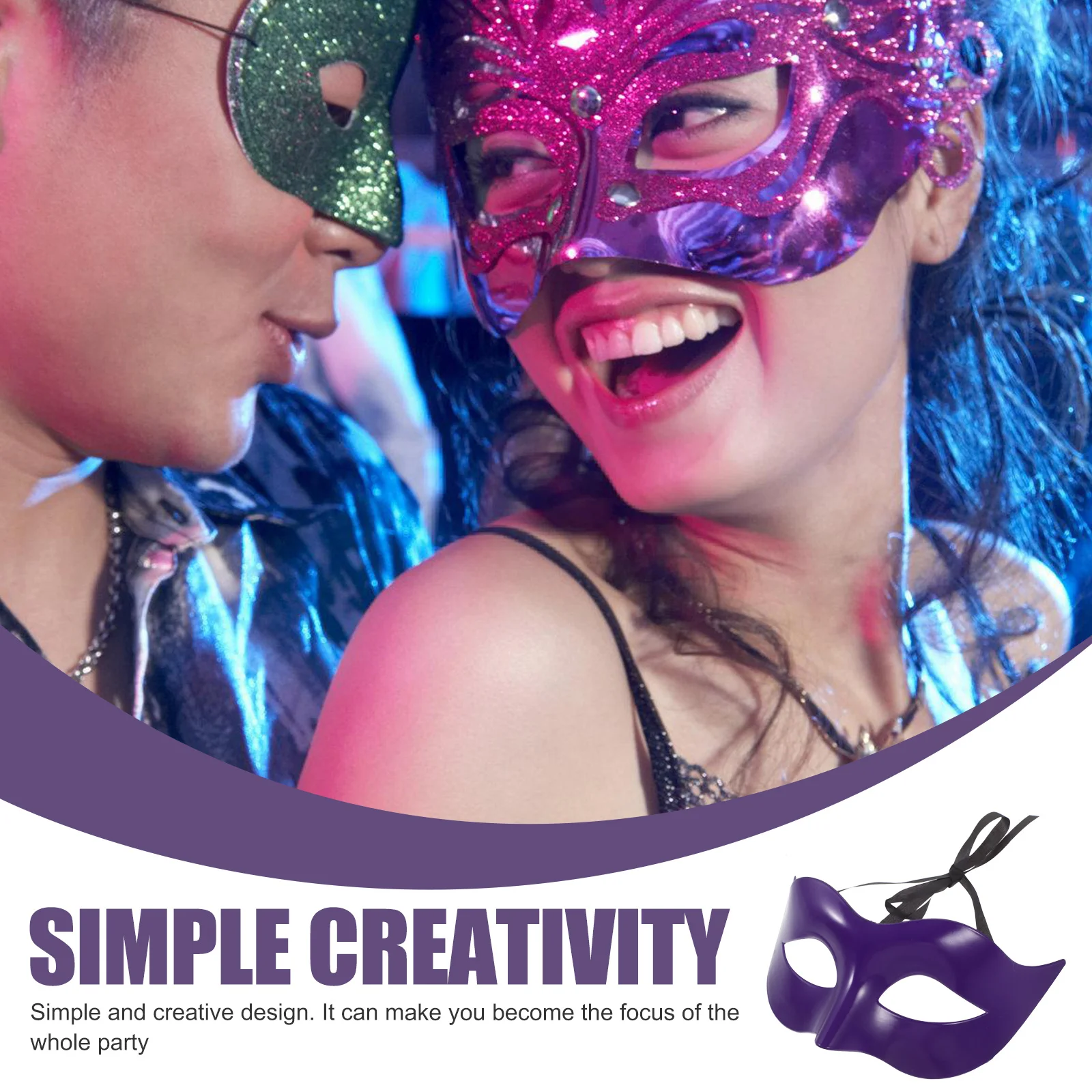 

Half Face Men Ball Masquerade Party Costume Masquerade Eye Mask Accessory Eye Mask Purple Durable Easy Wear Design