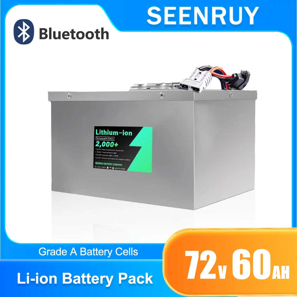 

SEENRUY 72 В 60 Ач литий-ионный аккумулятор с BMS Bluetooth для экскурсионного автобуса/электрического мотоцикла + зарядное устройство 10 А