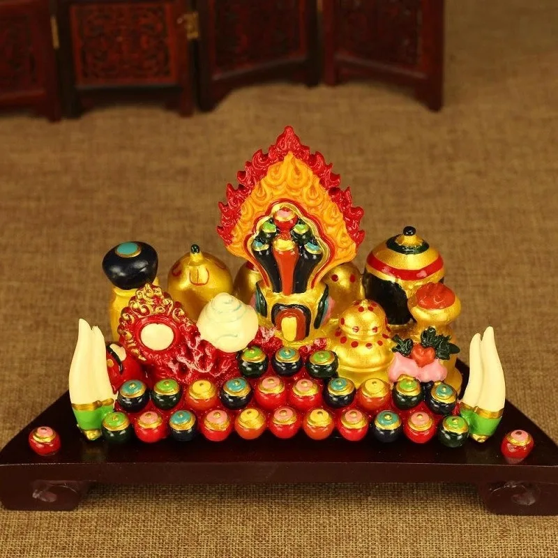 5-inch Hundred Throne Resin Mani Baoduoma Five Desires for Offering To Buddha Total Collection of Food Seeds, Crispy Oil Flowers