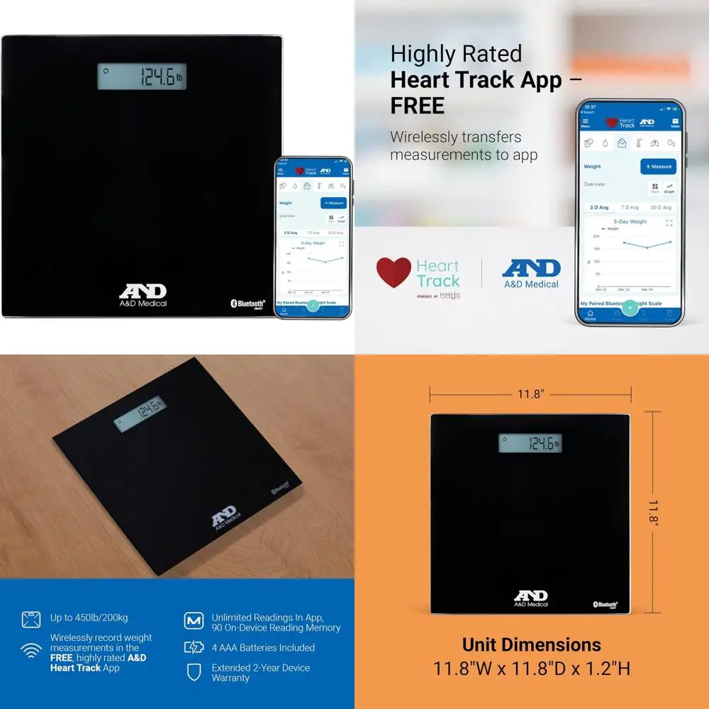 

Цифровые весы с синхронизацией Bluetooth от A&D Medical — модель UC-352BLE, совместимые с приложением A&D Heart Track, поддерживает до 450 фунтов