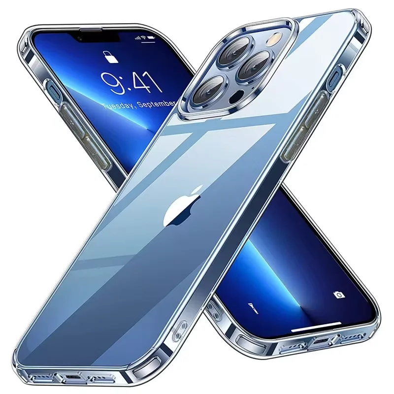Tempered Glass Transparent Case For iPhone 16 15 14 Plus 13 12 11 Pro Max Mini X XS XR 7 8 SE Shockproof Soft Bumper Hard Cover